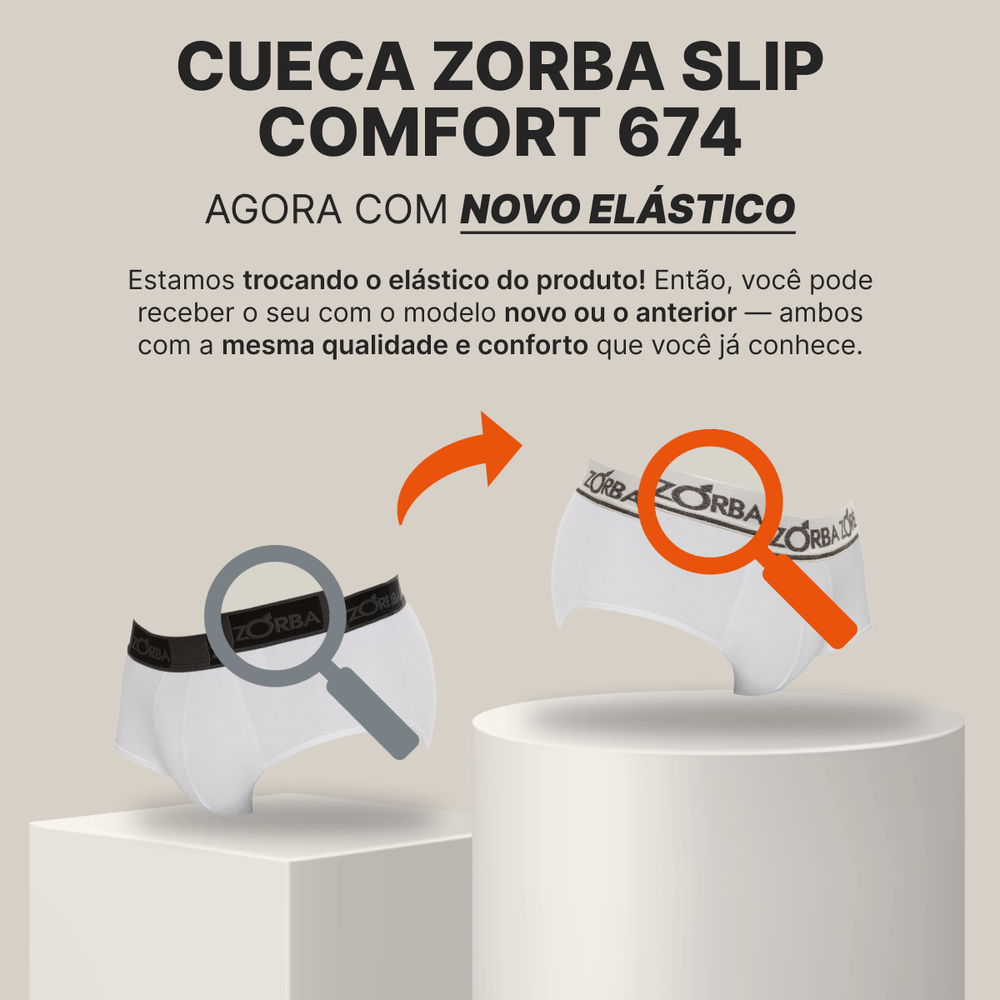 Kit com 06 Cuecas Slip Zorba Comfort 674 - HBI Store